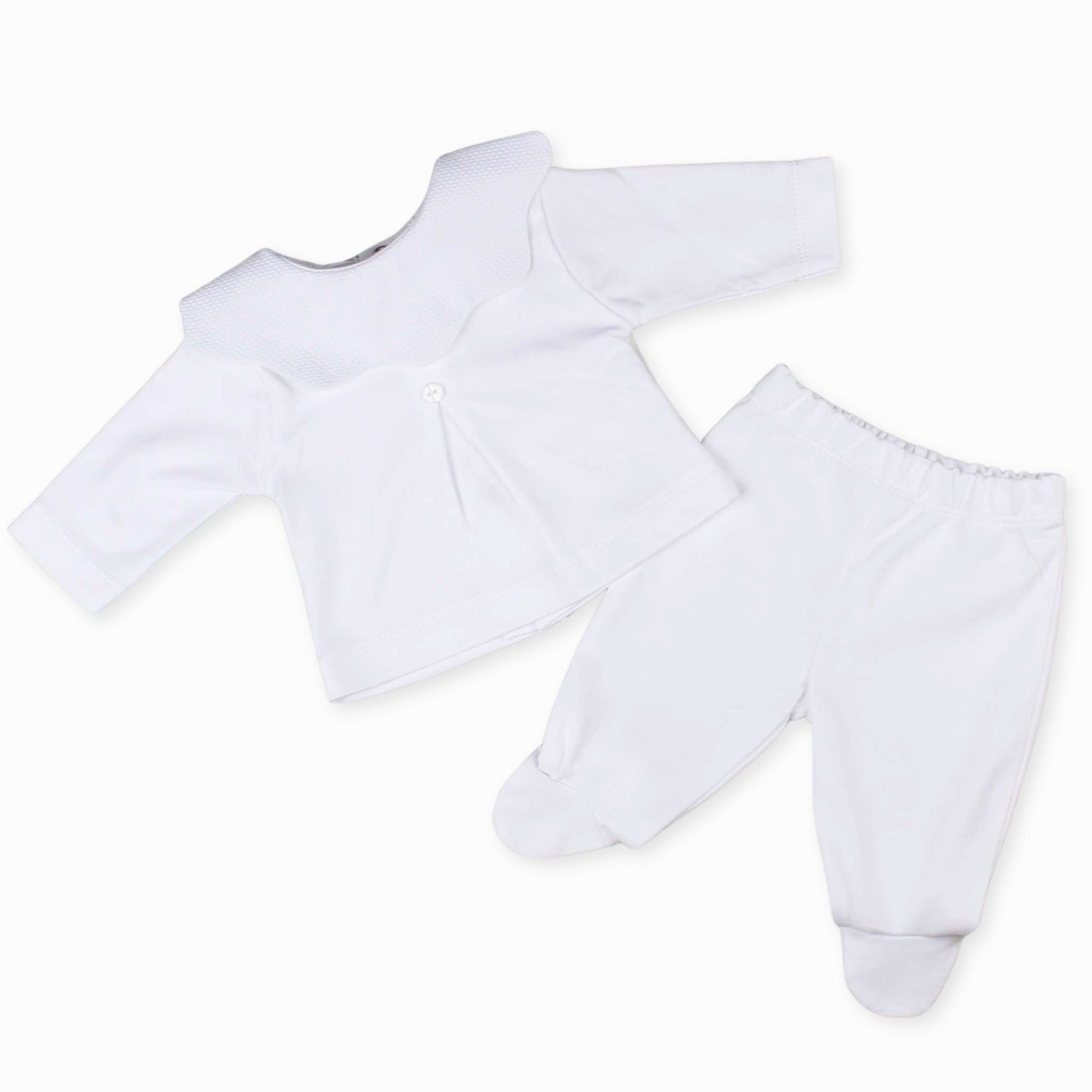 baby unisex newborn outfit in white