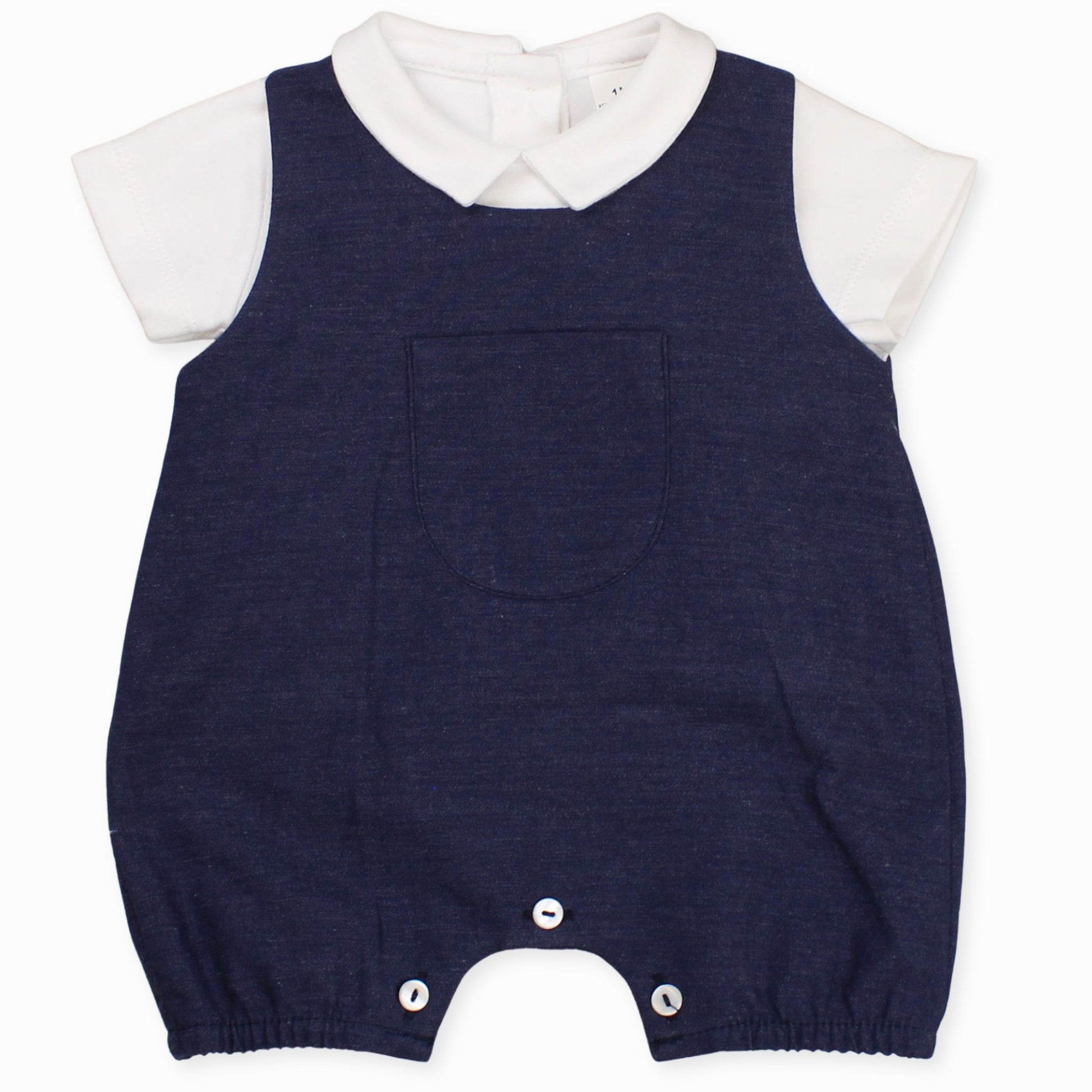 baby boys navy romper and shirt