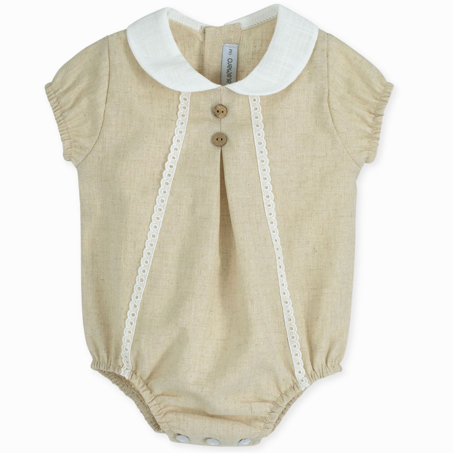 baby unisex beige romper outfit