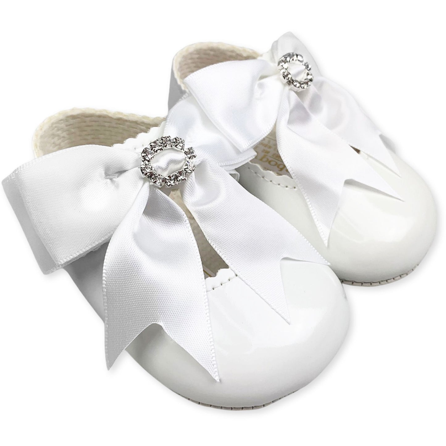 baby girls shoes ideal for christening baypods with bow white
