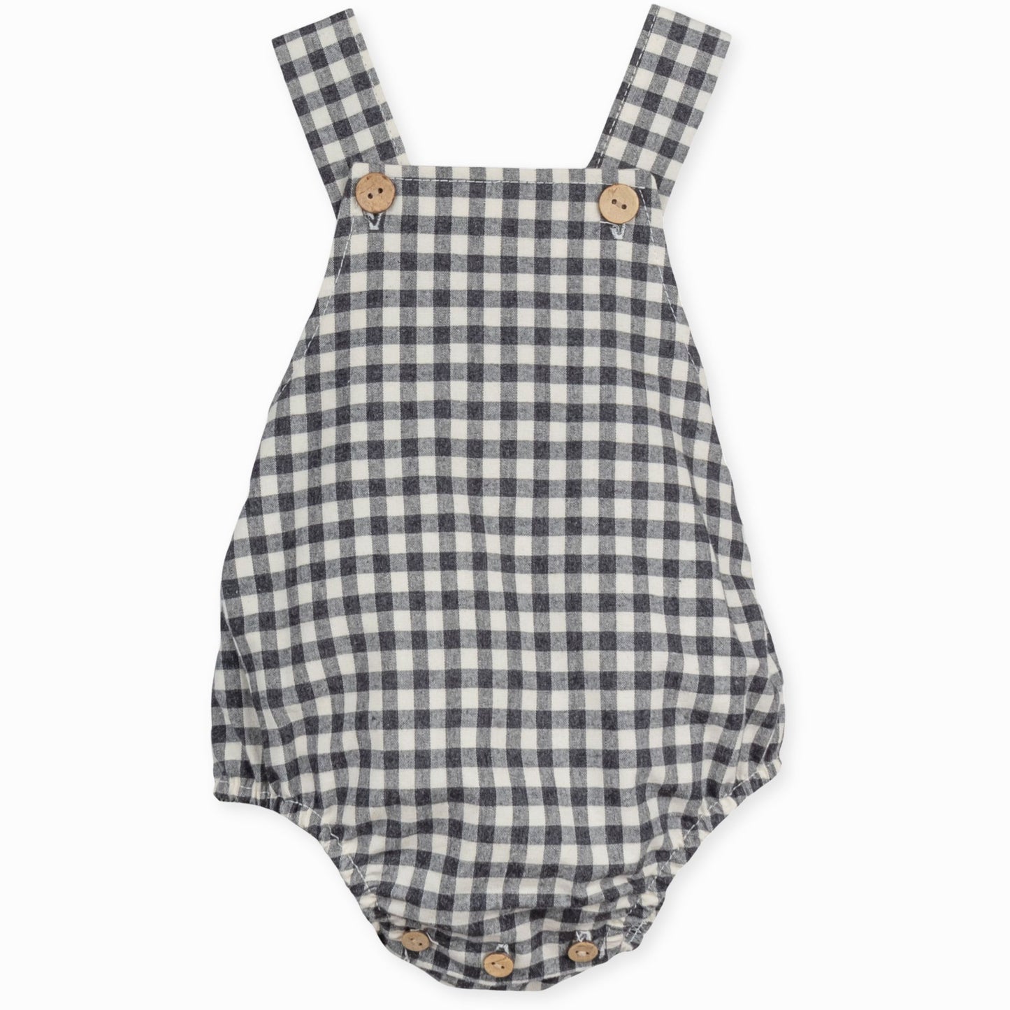 baby boys checked romper in black grey check