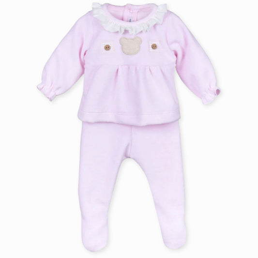 baby girls pink 2 piece velour set b spanish brand calamaro