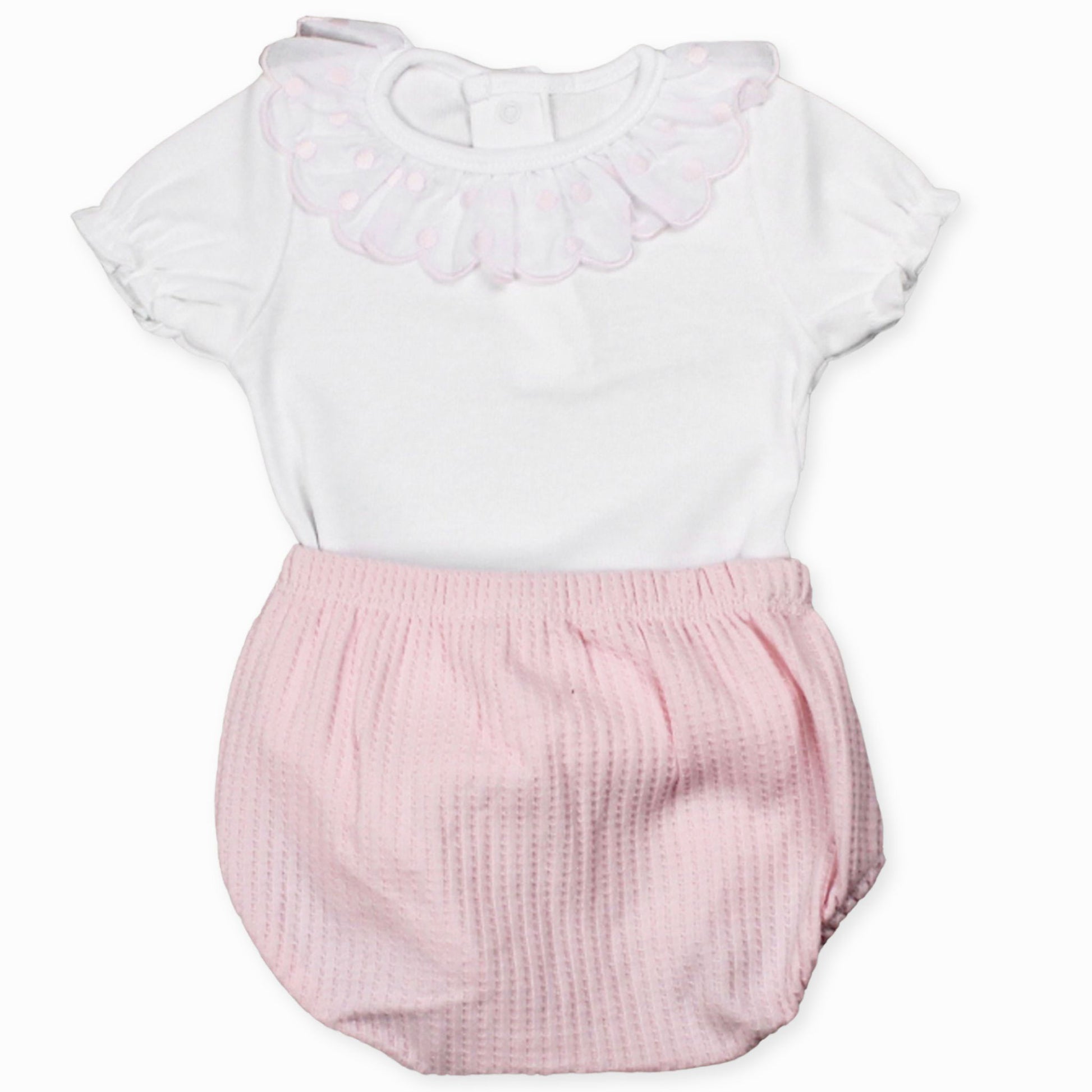 calamaro two piece pink and white outfit