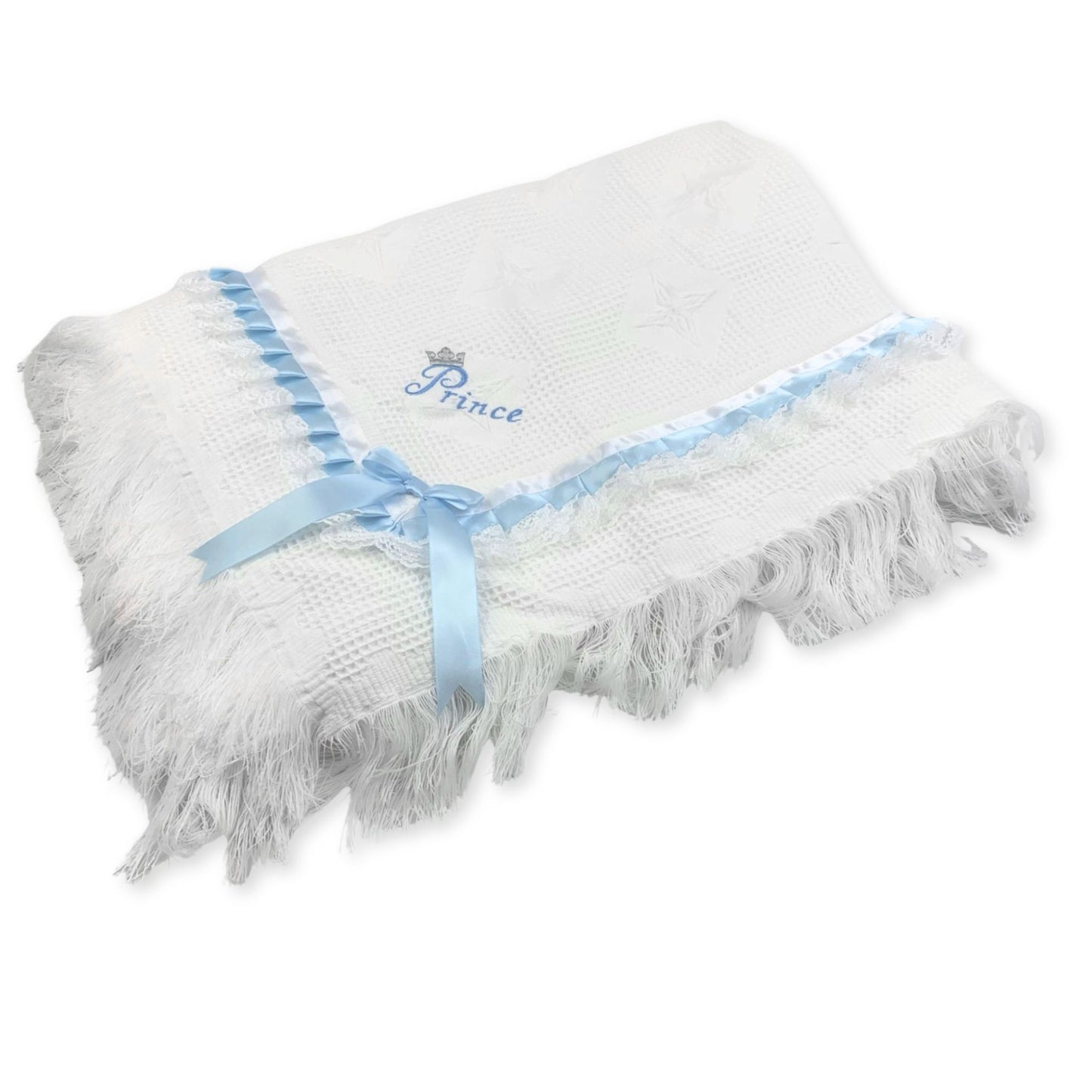 baby boys fancy shawl with prince embroidery