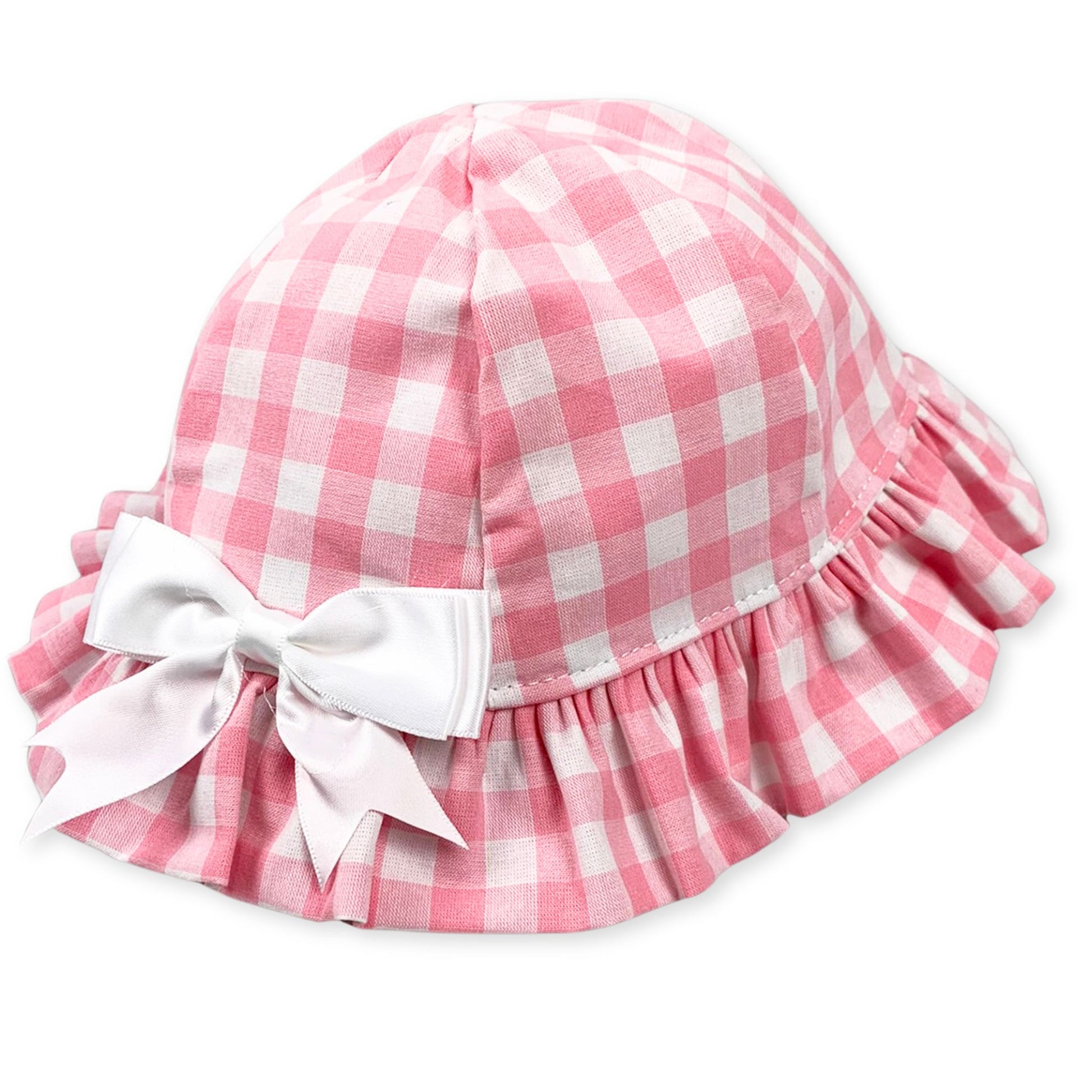 baby girls pink checked sun hat