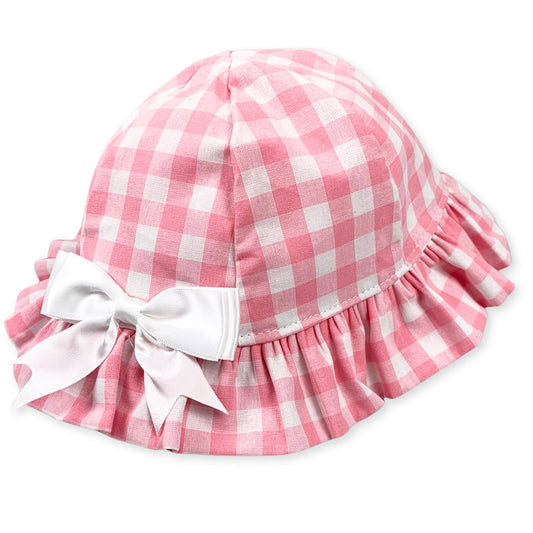 baby girls pink checked sun hat