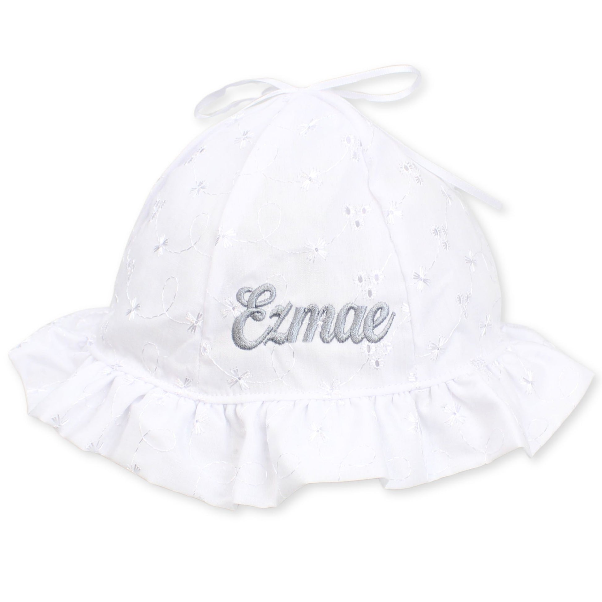 baby girls personalised sun hat white