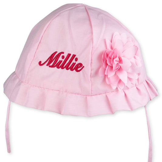 personalised baby girl sunhat pink
