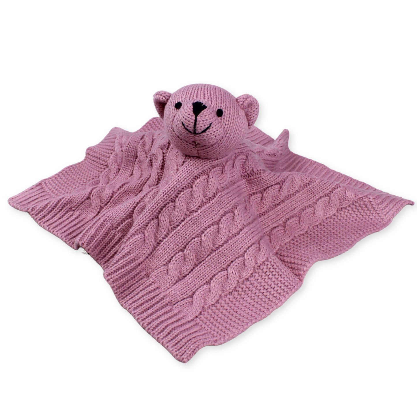 dusky pink knitted bear