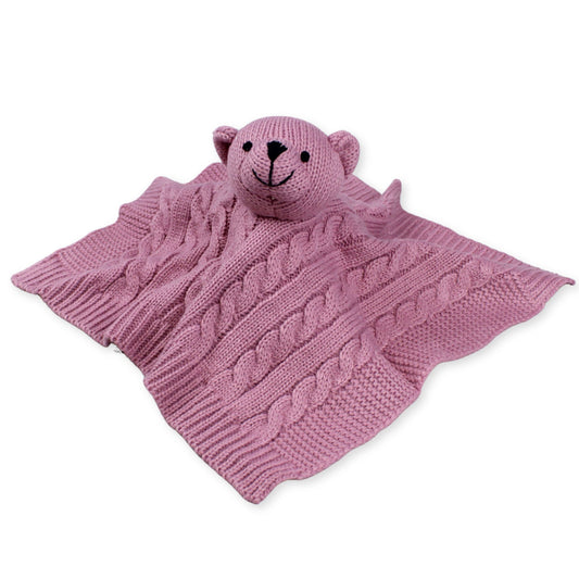 dusky pink knitted bear