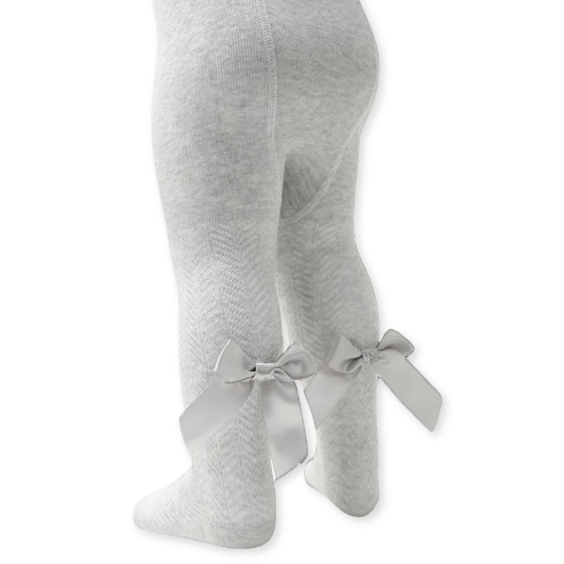 baby girls grey bow tights