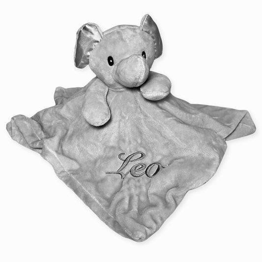 baby unisex grey elephant comforter personalised