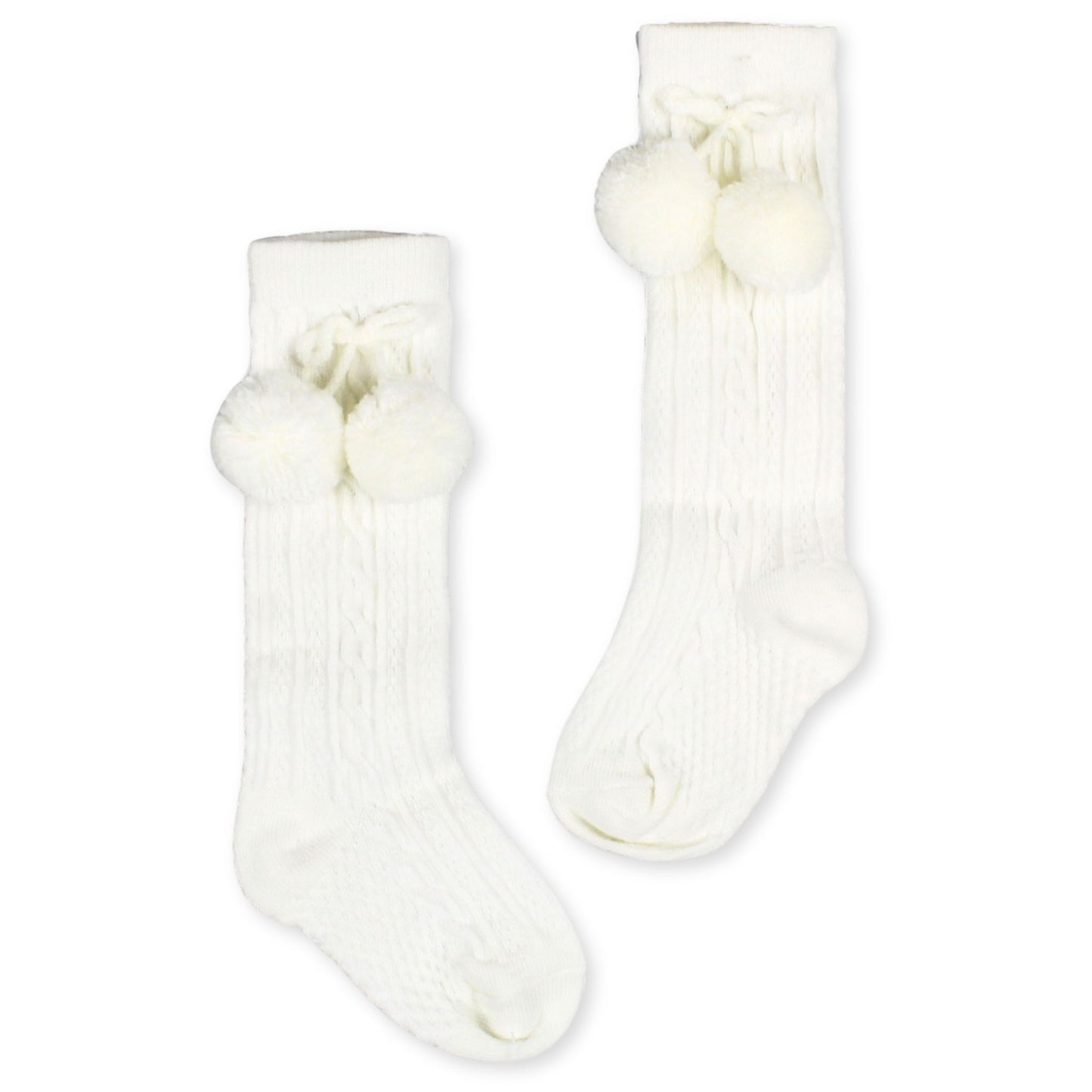 baby unisex pom socks cream
