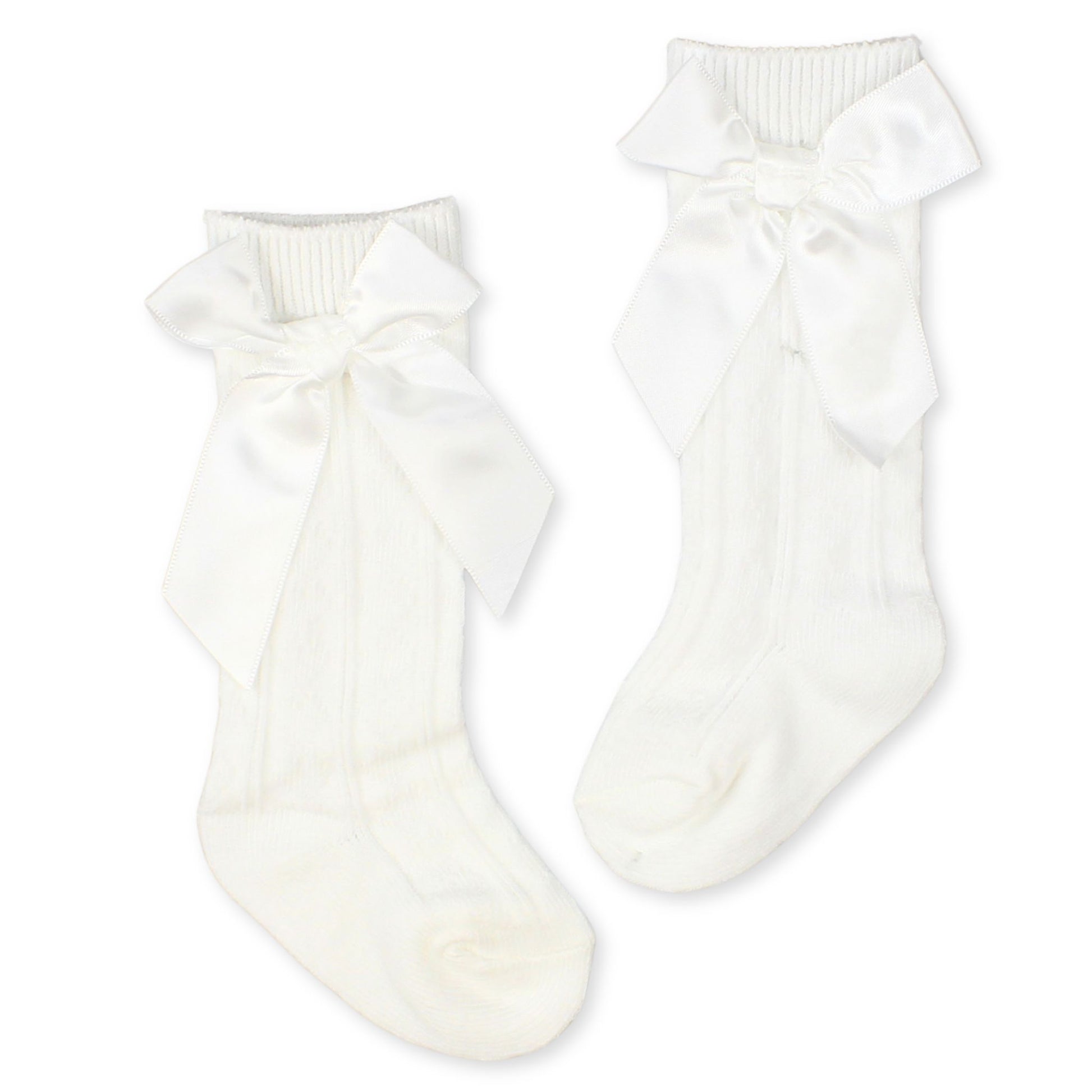 baby girls cream ribbon high knee socks