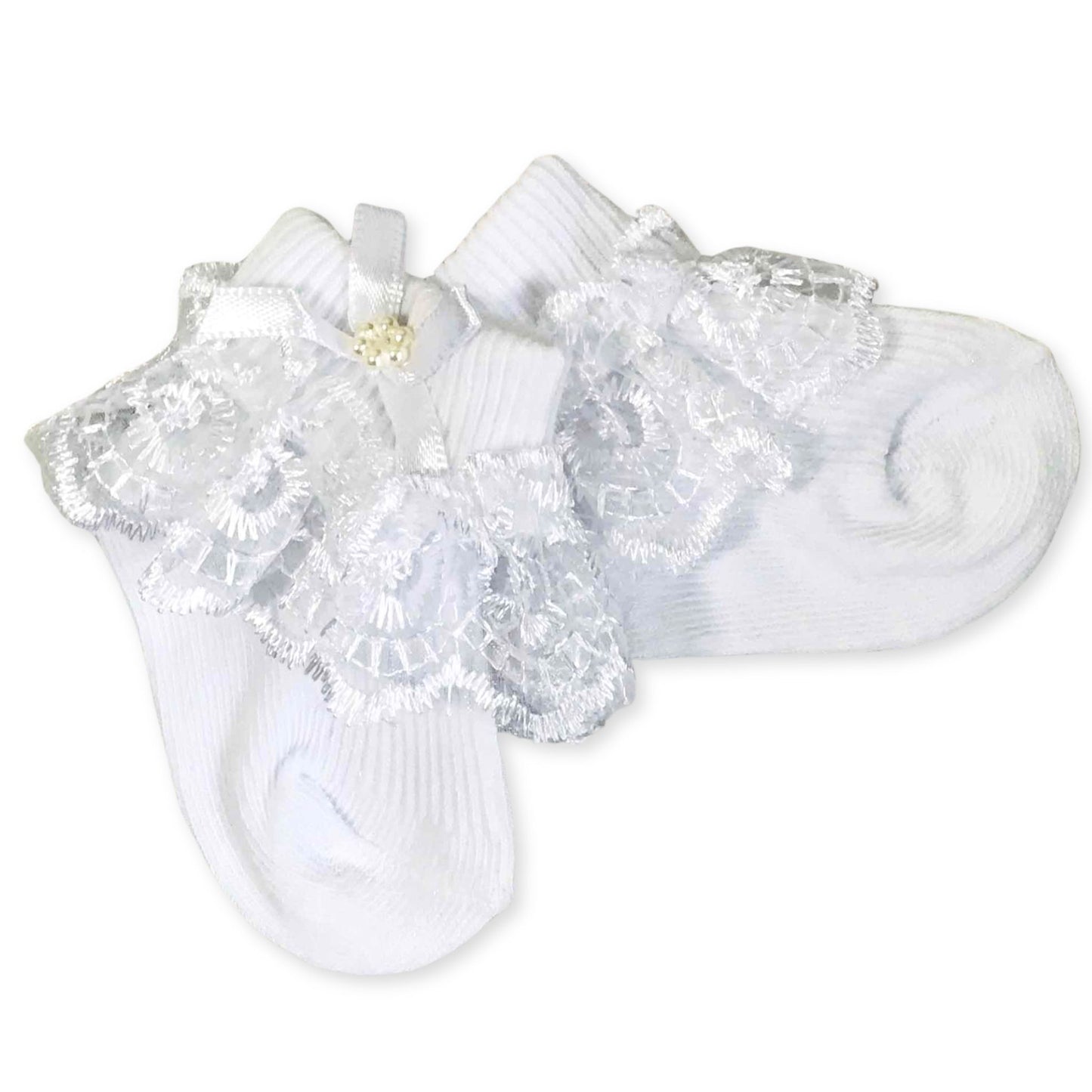 baby girl white fancy frilly socks