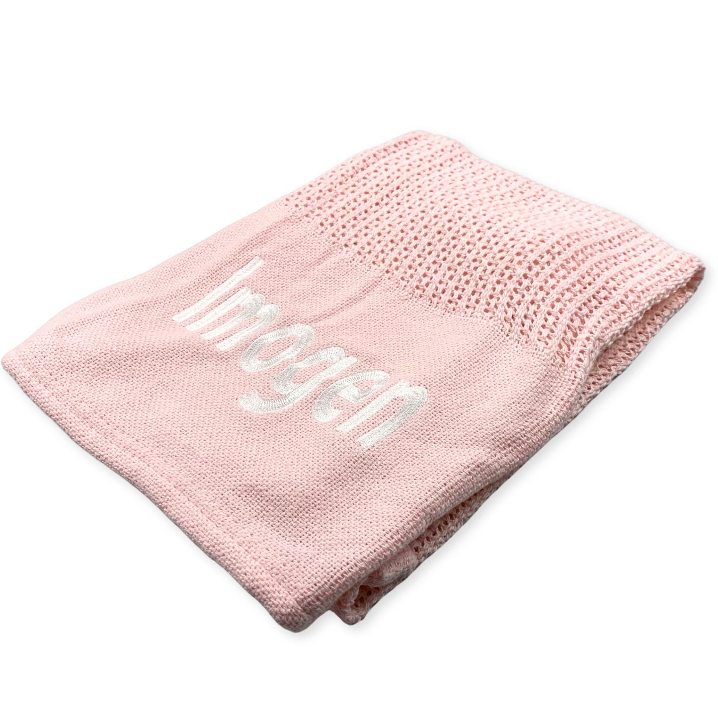 personalised baby girl pink celular blanket