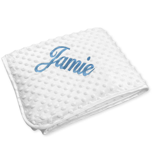 baby unisex white personalised blanket bubble
