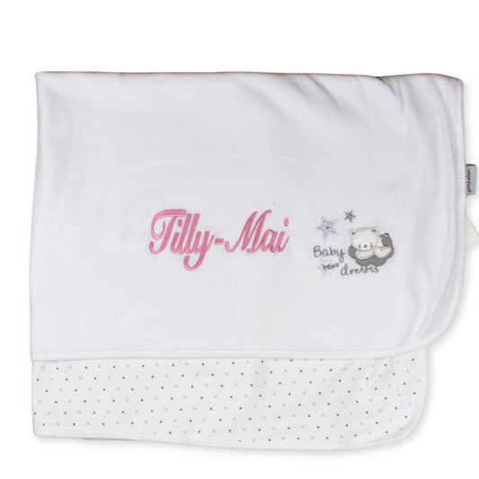 dandelion white baby blanket