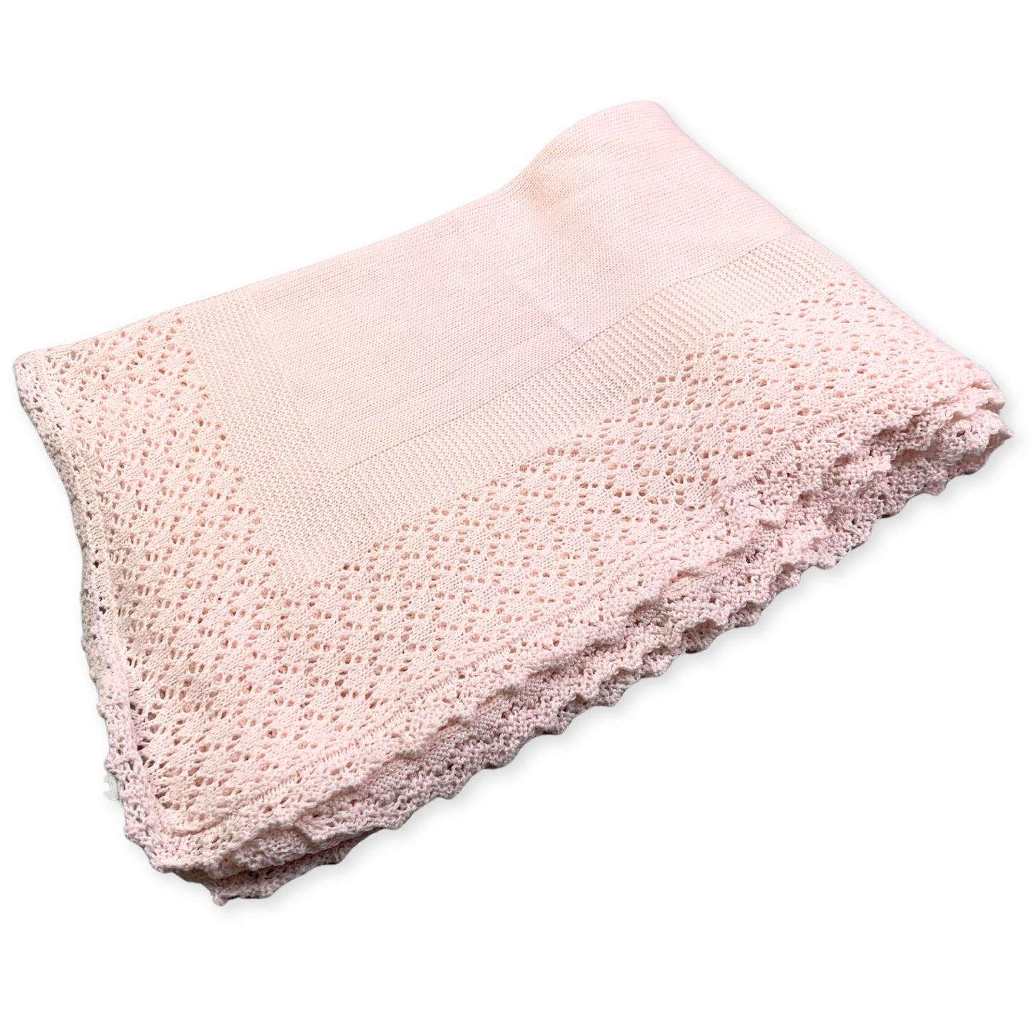 baby girl knitted pink shawl by Sarah Louise brand