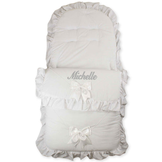 personalised baby footmuff cosytoes white