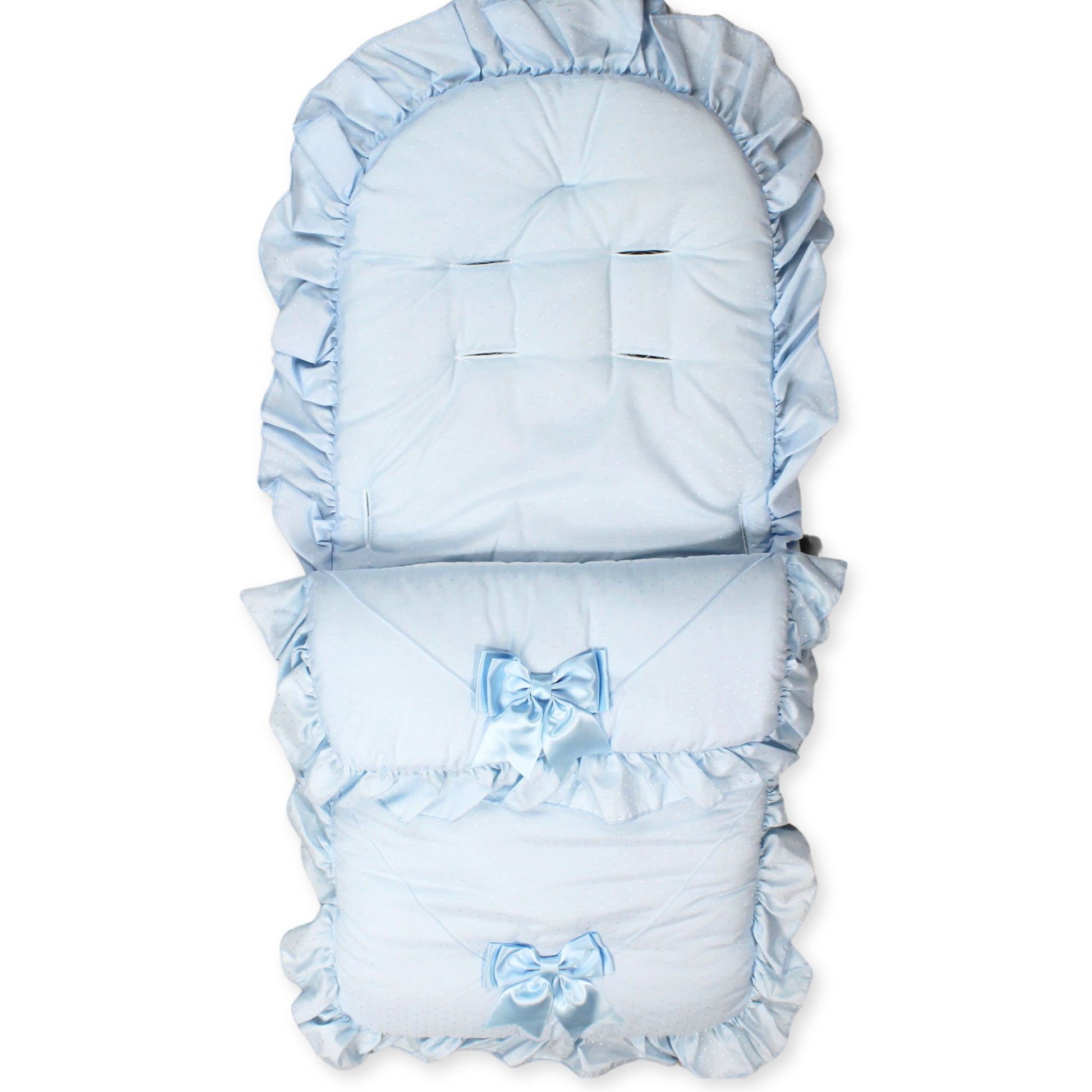 universal cozytoes cosytoes footmuff blue with blue bows