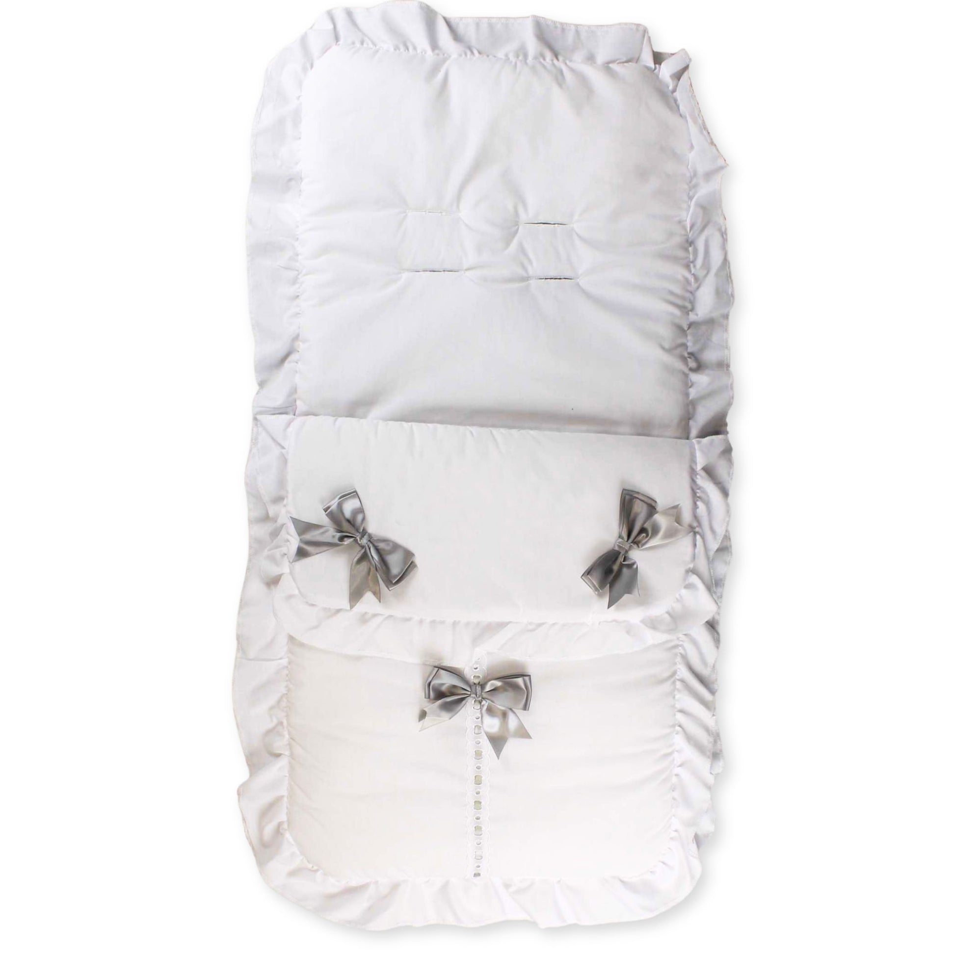 baby white and grey unisex bow footmuff