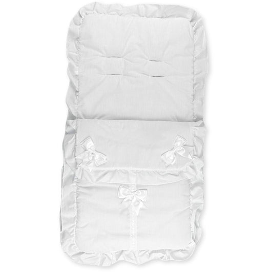 baby unisex white two bow footmuff