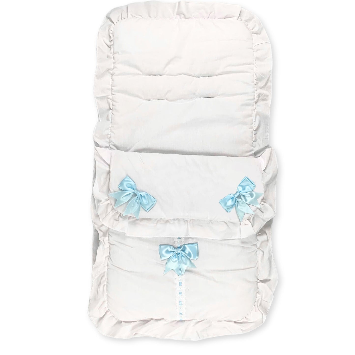 baby boys white and blue foot muff