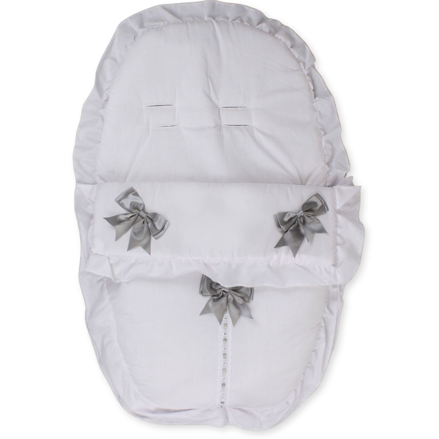 car seat cosytoes footmuff white with grey boes