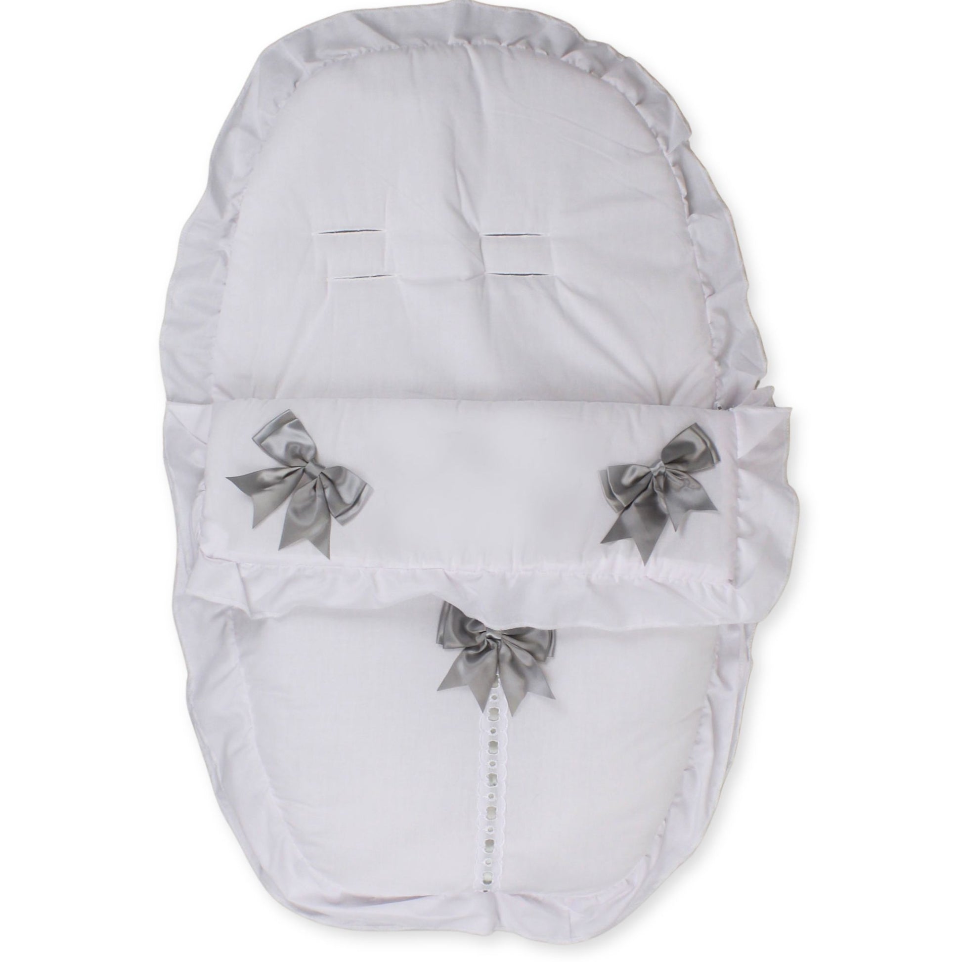 car seat cosytoes footmuff white with grey boes