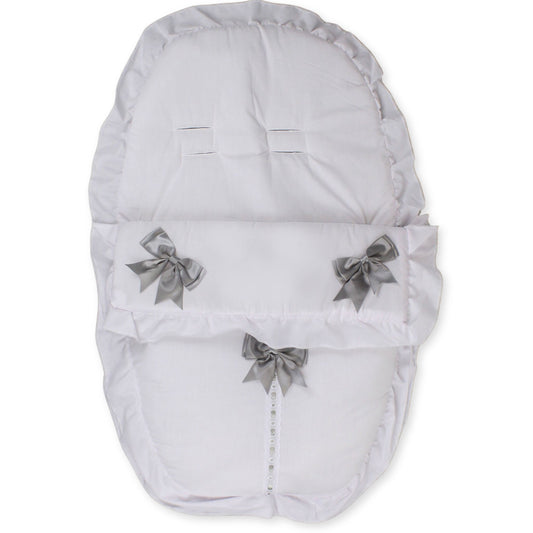 car seat cosytoes footmuff white with grey boes