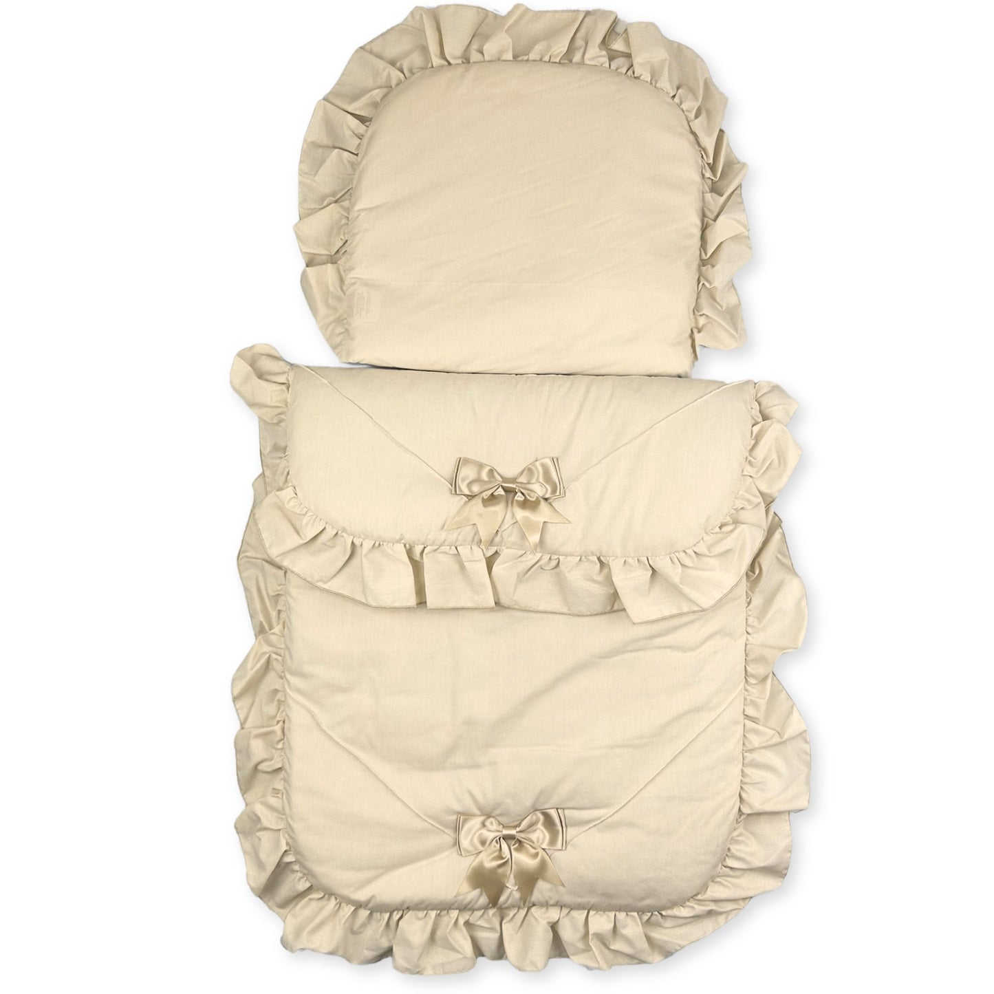 baby beige two bow pramset