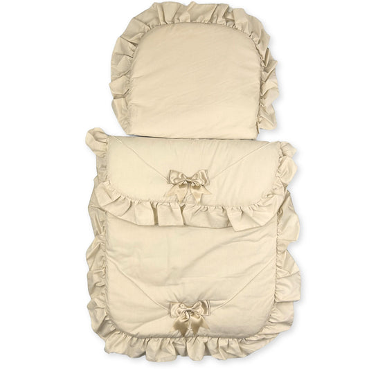 baby beige two bow pramset