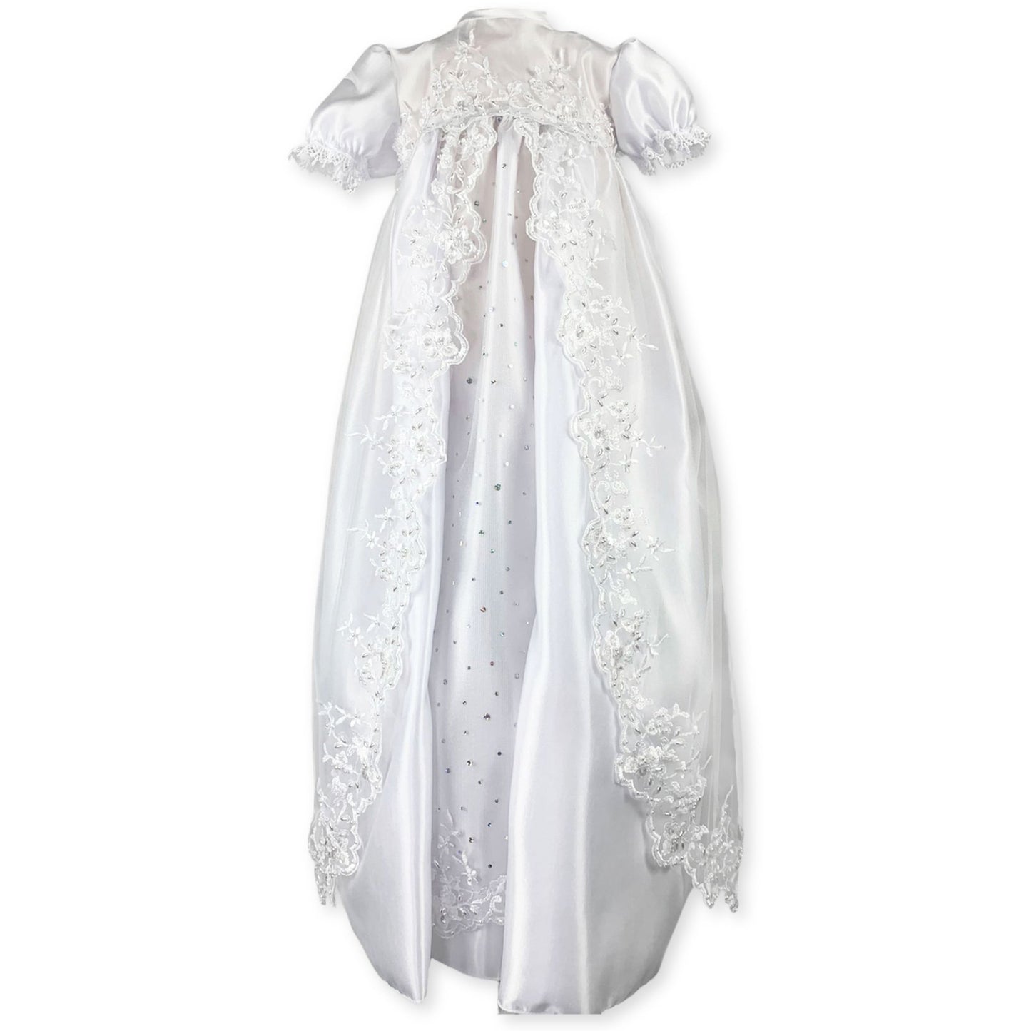 full length christening gown with bonnet in a traditional style