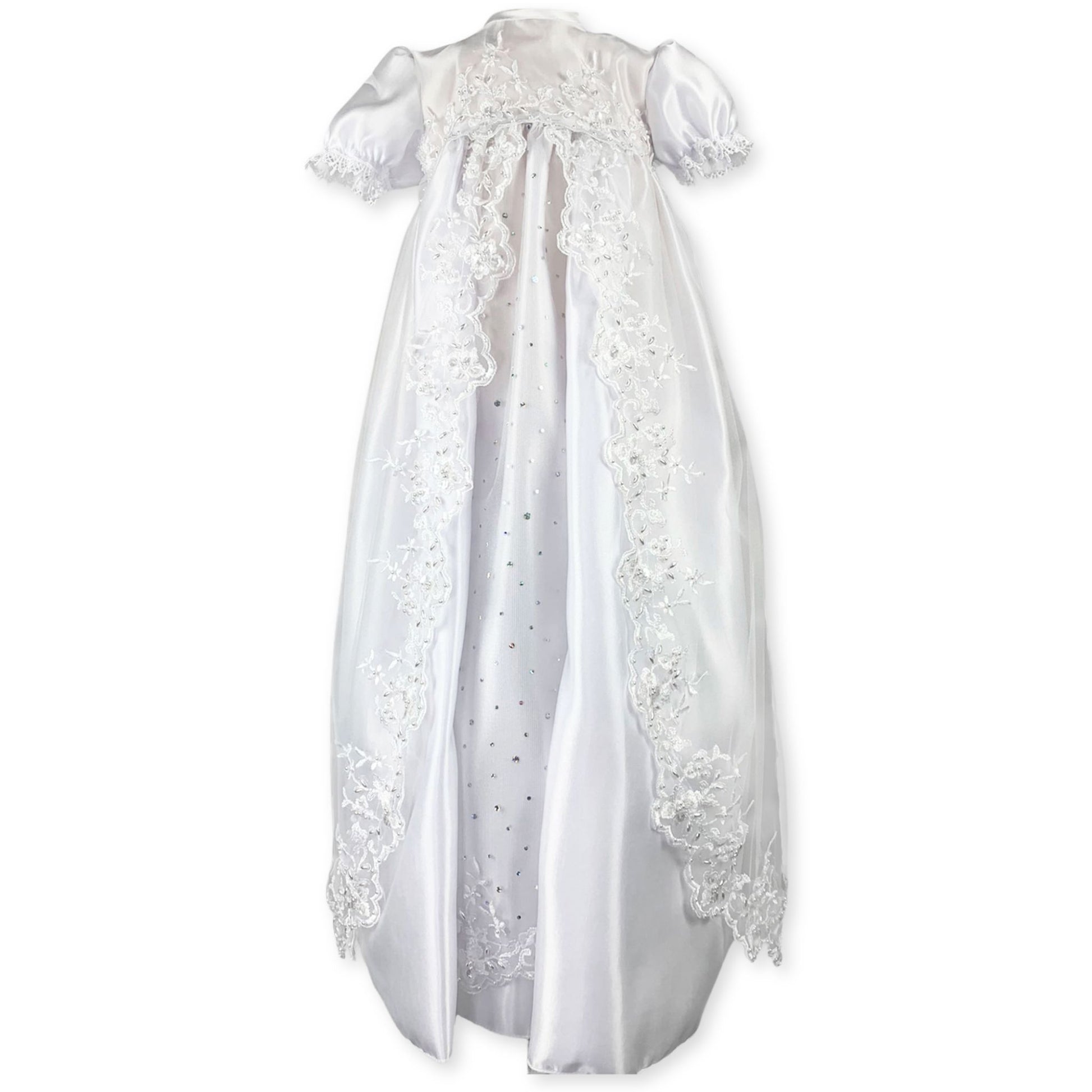 full length christening gown with bonnet in a traditional style