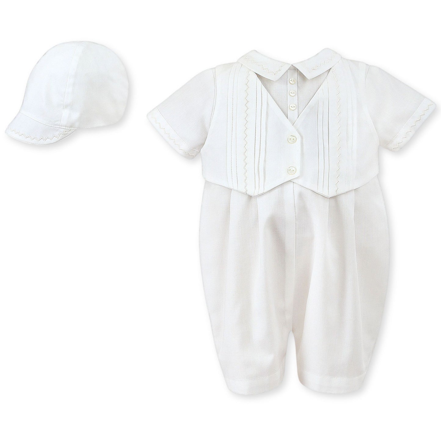 baby boys christening romper hat ivory with matching hat