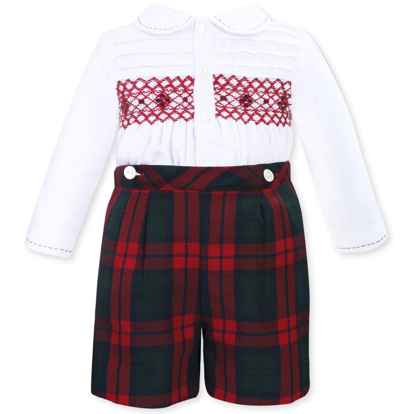 sarah louise boys outfit tartan shorts