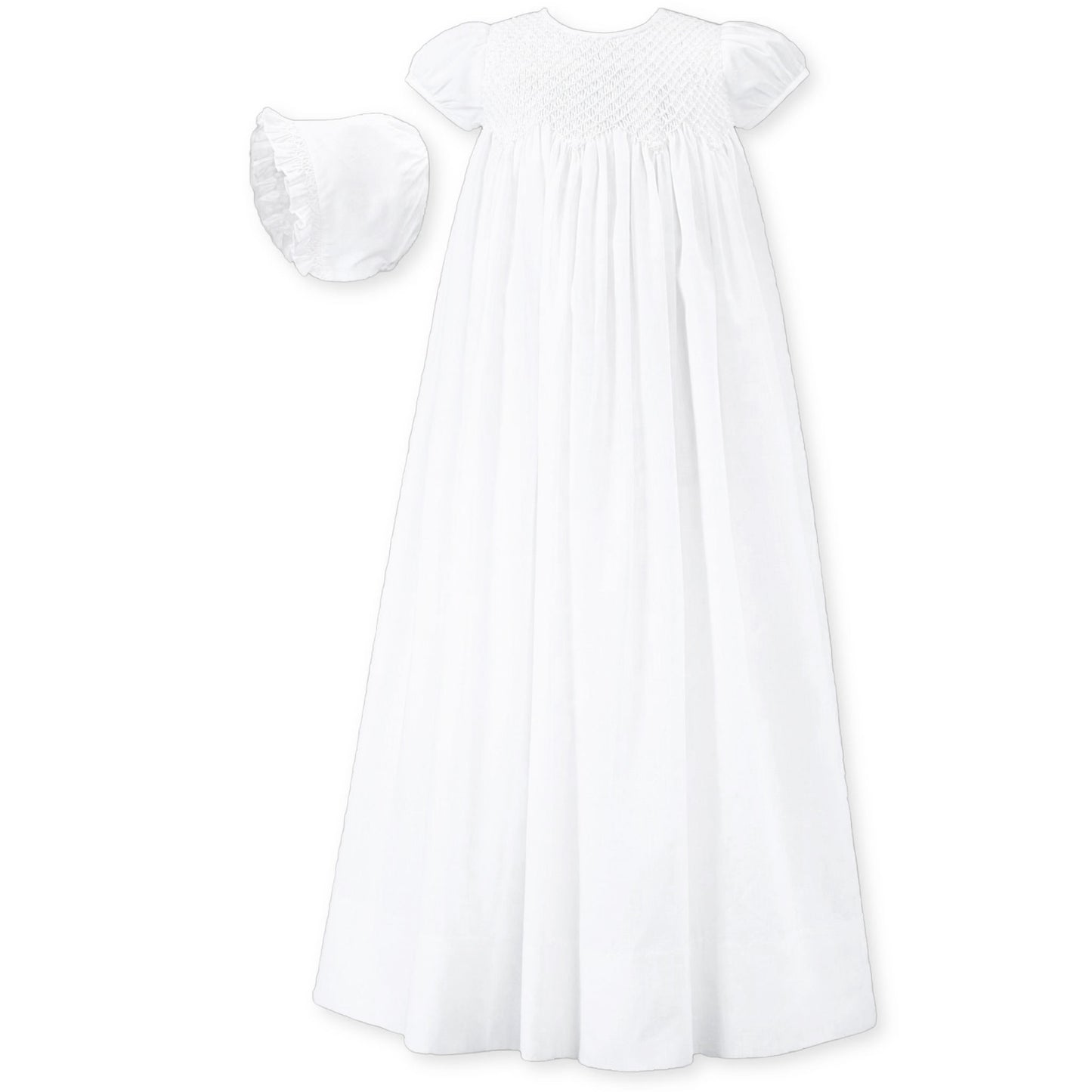 baby girls christening gown and bonnet in white