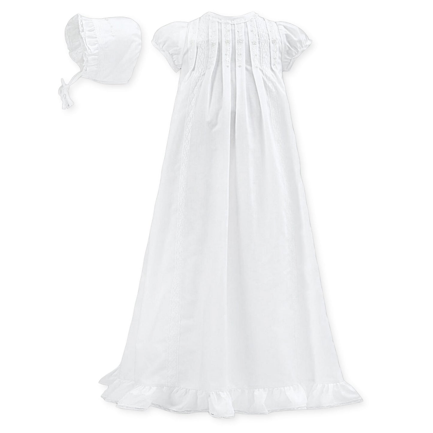 Sarah Louise Pintuck Christening Gown and Bonnet - White - 001167