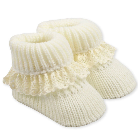 baby girls cream knitted booties