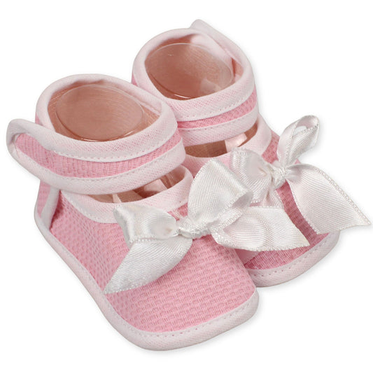 soft pink baby shoes booties