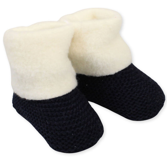 baby navy fur booties
