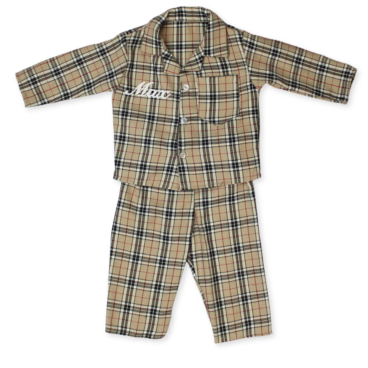 personalised children baby pjamas tartan