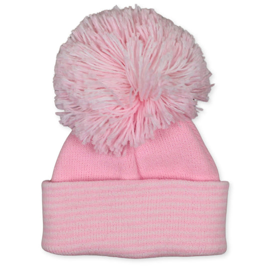 baby girls pink pom hat for winter