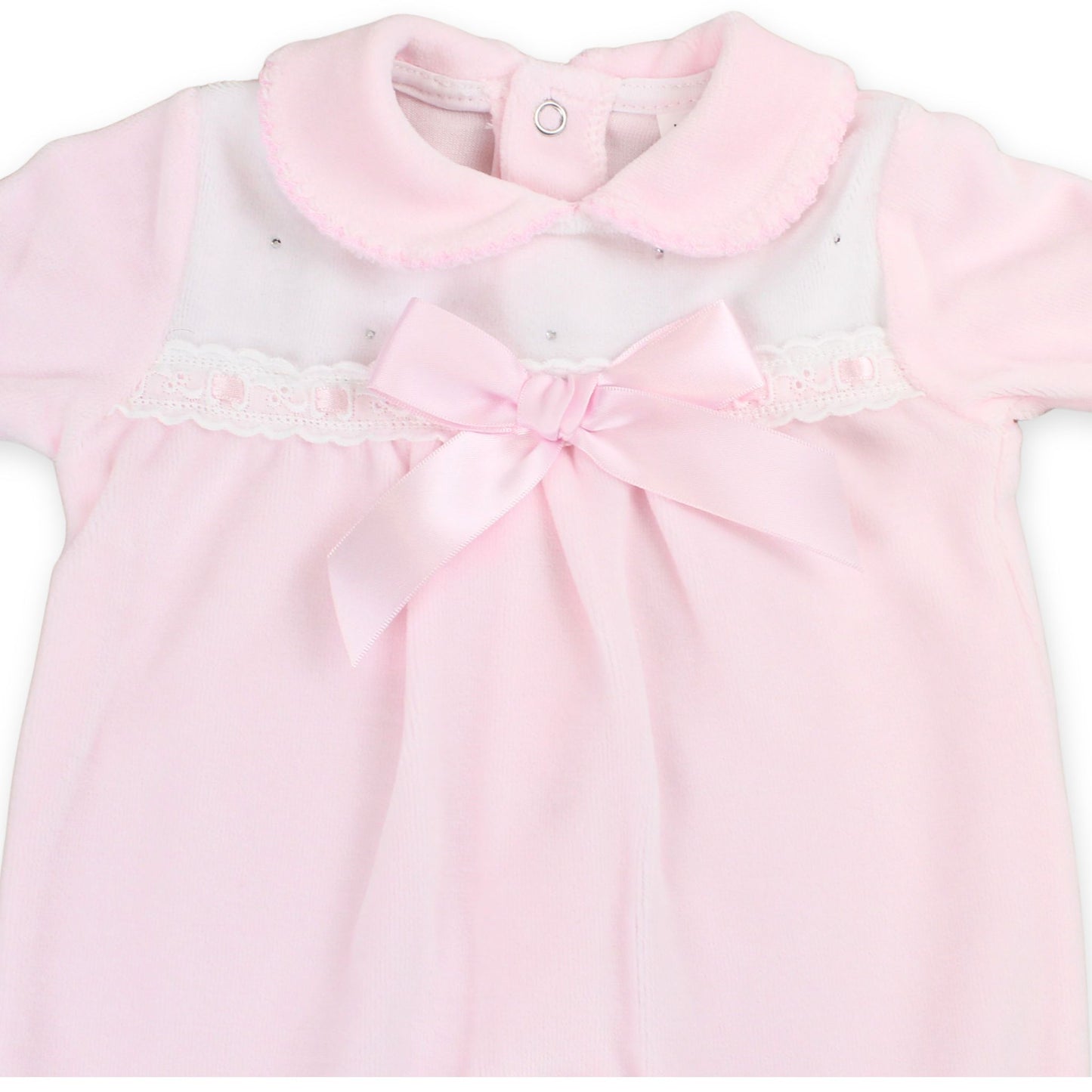 baby girls pink diamante sleepsuit