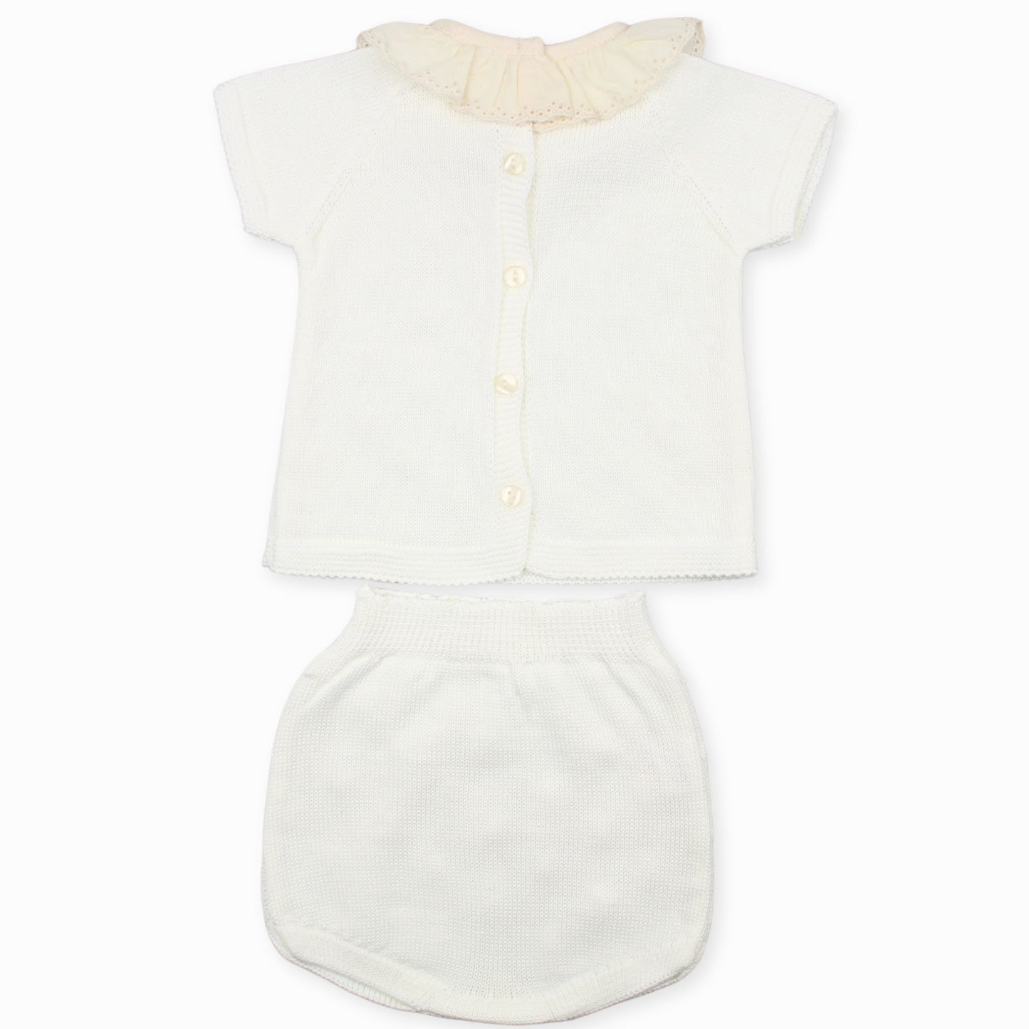 baby girls cream and beige knitted outfit