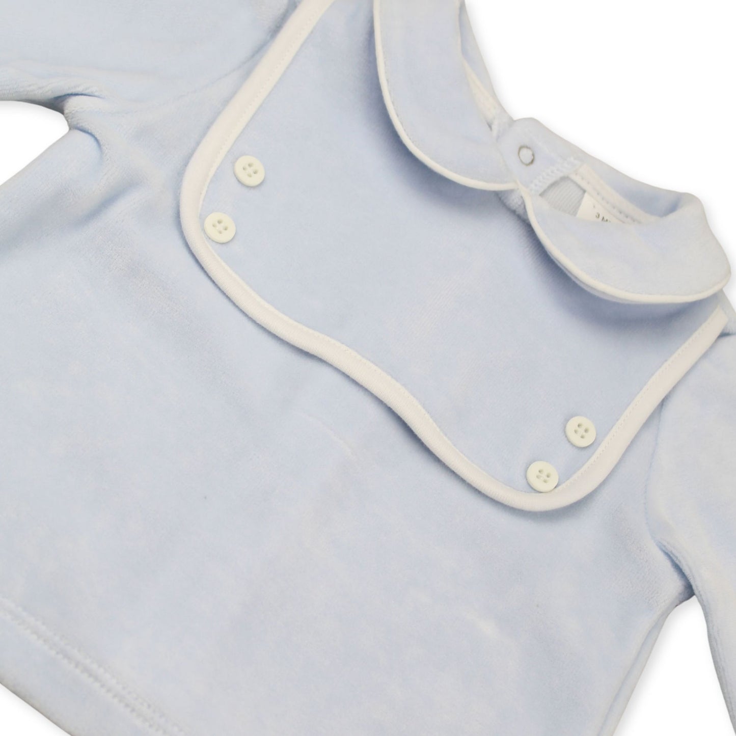 Baby Boys Blue Velour Two Piece Outfit with Peter Pan Collar – Made in Portugal
