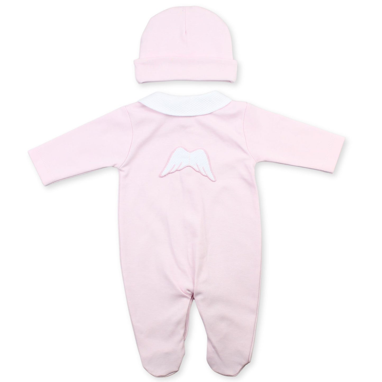 Baby Angel Wings Cotton Sleepsuit with Hat - Pink