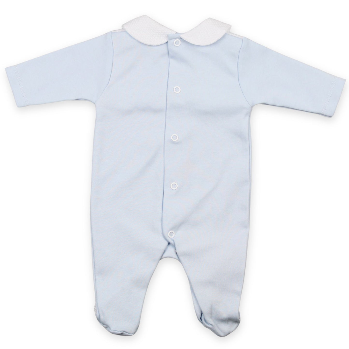 baby boys white and blue cotton outfit