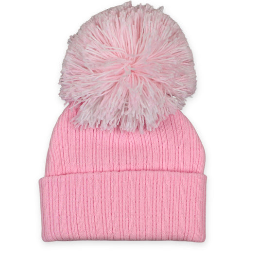 baby girls pink pom hat